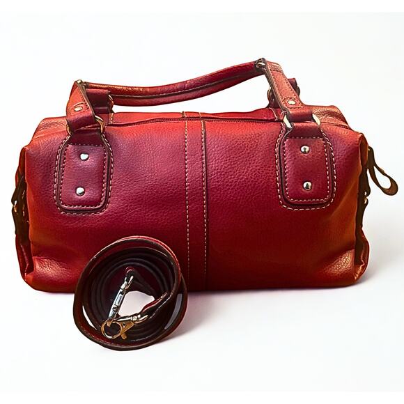 Relic Red Leather Satchel Handbag with Adjustable Shoulder Strap - Picture 5 of 8